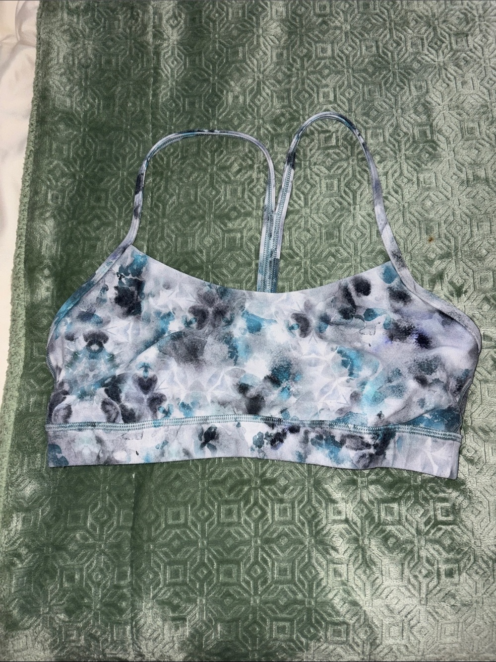 Lululemon Watercolor Print Strappy Bralette - Blue/Gray